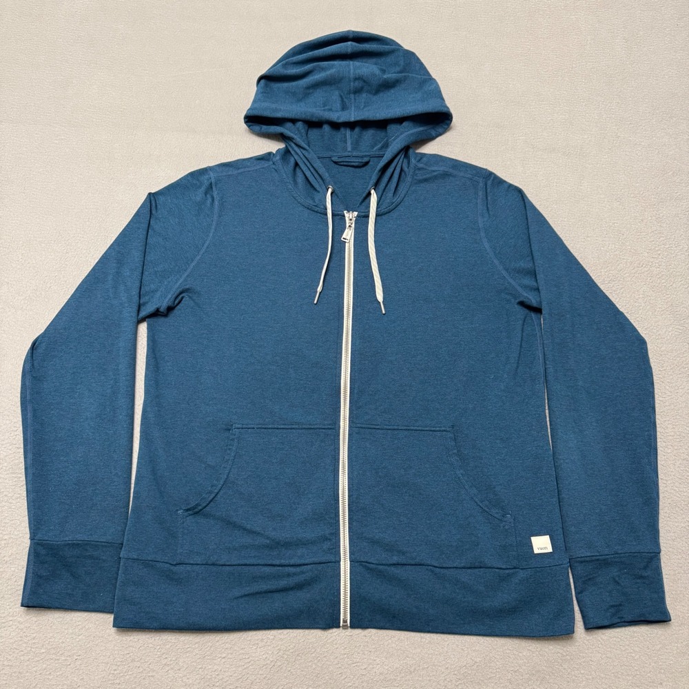 Vuori Halo Performance Hoodie Women Medium Blue Zip Up Sweatshirt Athleisure